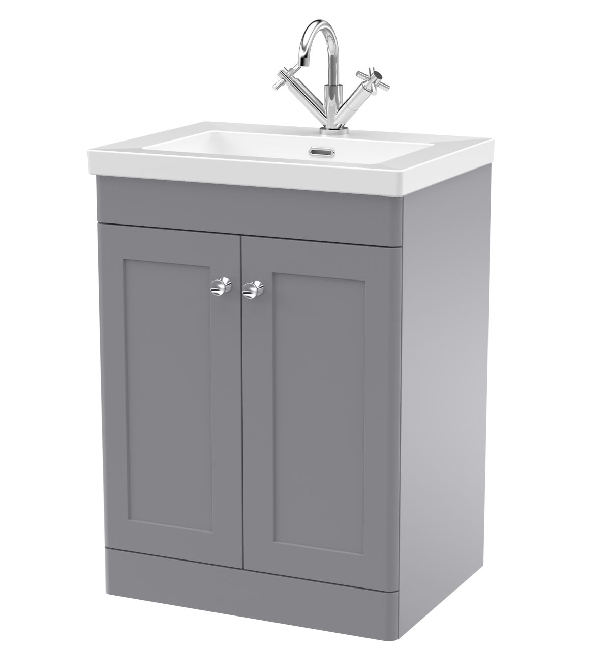 600mm Floor Standing 2-Door Vanity with Basin - 1 Tap Hole - Image 1