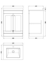600mm Floor Standing 2 Door Vanity & Marble Top 1TH - Image 2