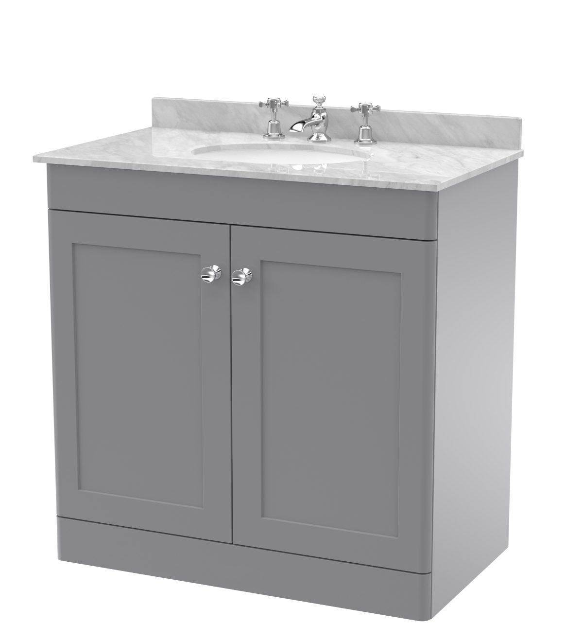 800mm Floor Standing 2 Door Vanity & Marble Top 3TH - Image 1