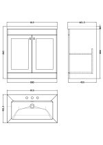 800mm Floor Standing 2-Door Vanity with Basin - 3 Tap Hole - Image 2
