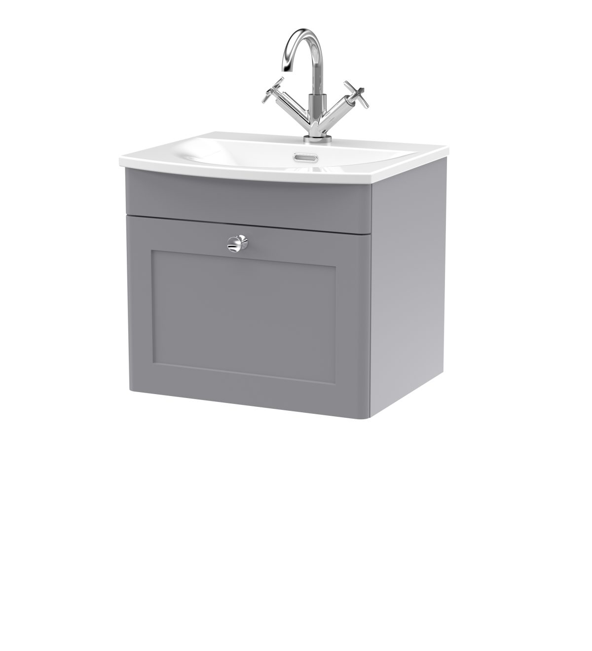500mm Wall Hung 1-Drawer Unit & Curved Basin - Image 1