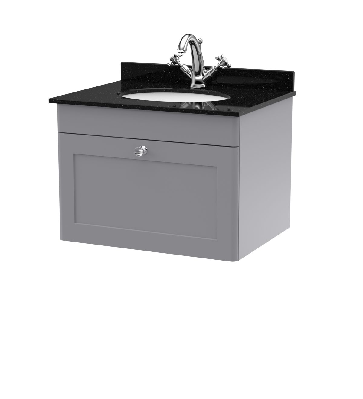 600mm Wall Hung 1 Drawer Vanity & Marble Top 1TH - Image 1
