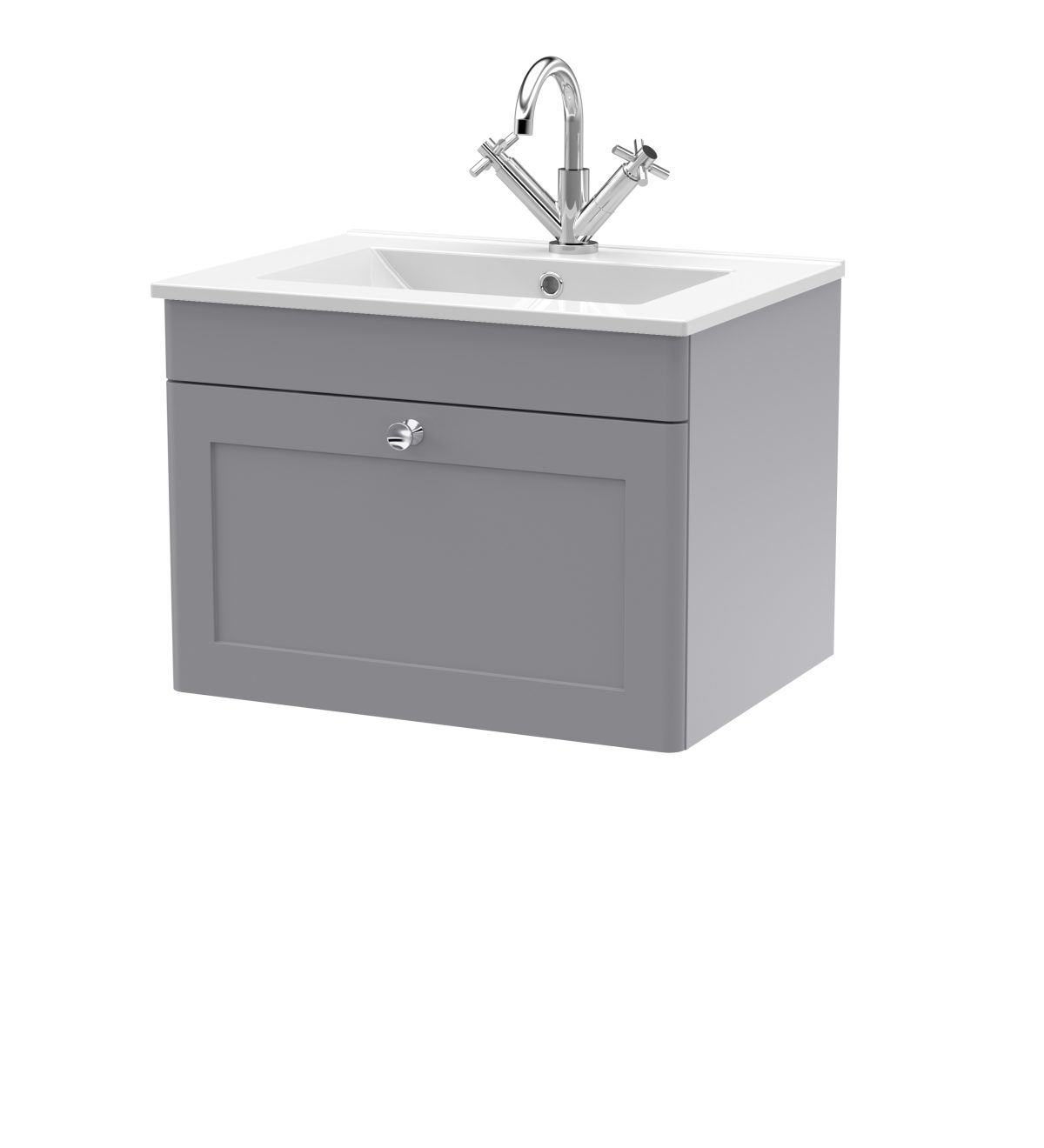 600mm Wall Hung 1-Drawer Vanity with Basin - 1 Tap Hole - Image 1