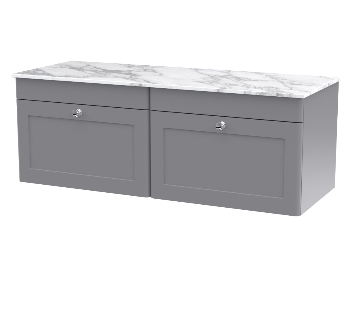 1200mm Wall Hung 2-Drawer Vanity with Marble Top - Image 1
