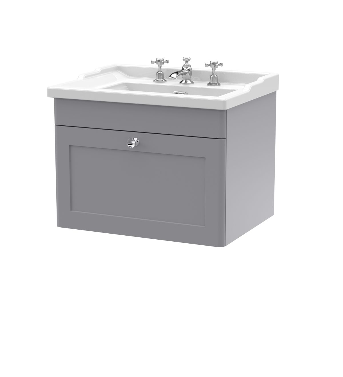 600mm Wall Hung 1 Drawer Vanity & Basin 3TH - Image 1