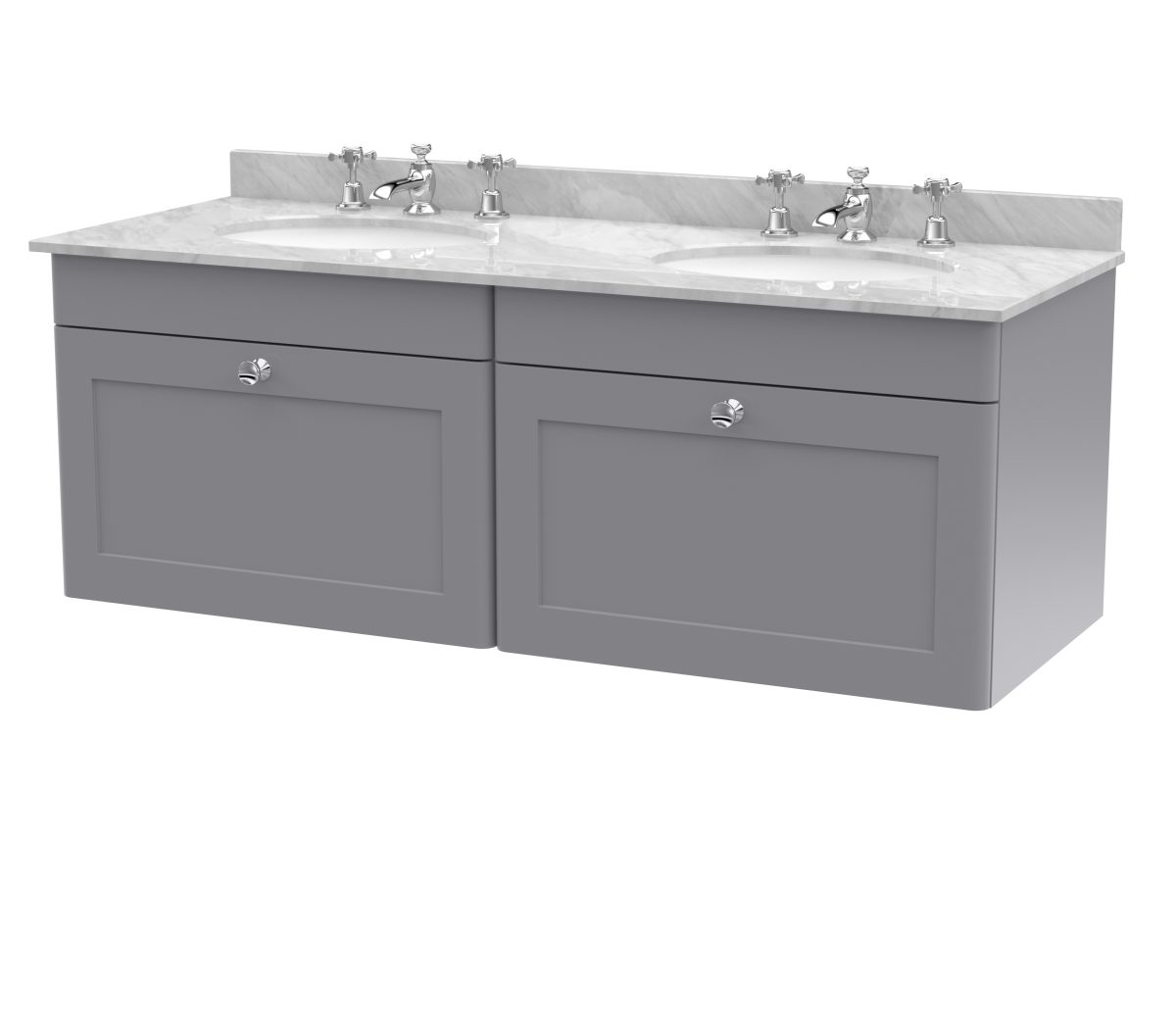 1200mm Wall Hung 2 Drawer Vanity & Marble Top - Image 1