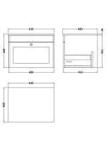 600mm Wall Hung 1-Drawer Vanity with Marble Top - Image 2