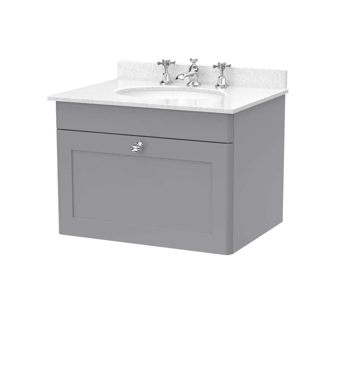 600mm Wall Hung 1 Drawer Vanity & Marble Top 3TH - Image 1