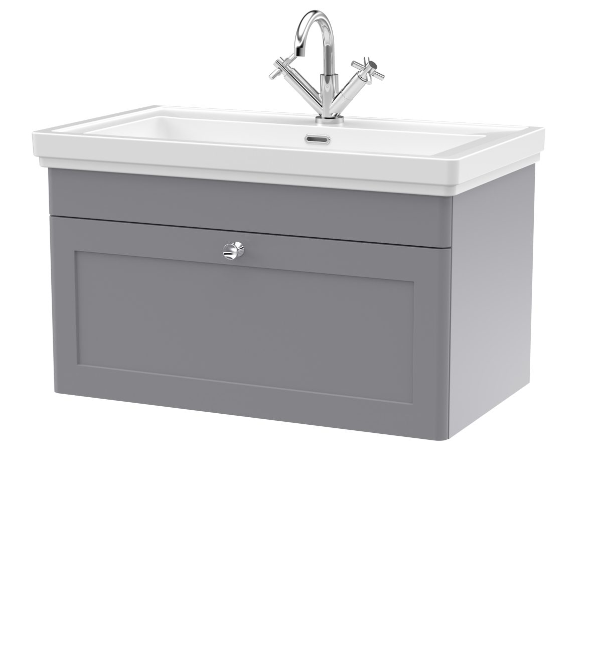 800mm Wall Hung 1-Drawer Vanity & Basin 1TH - Image 1