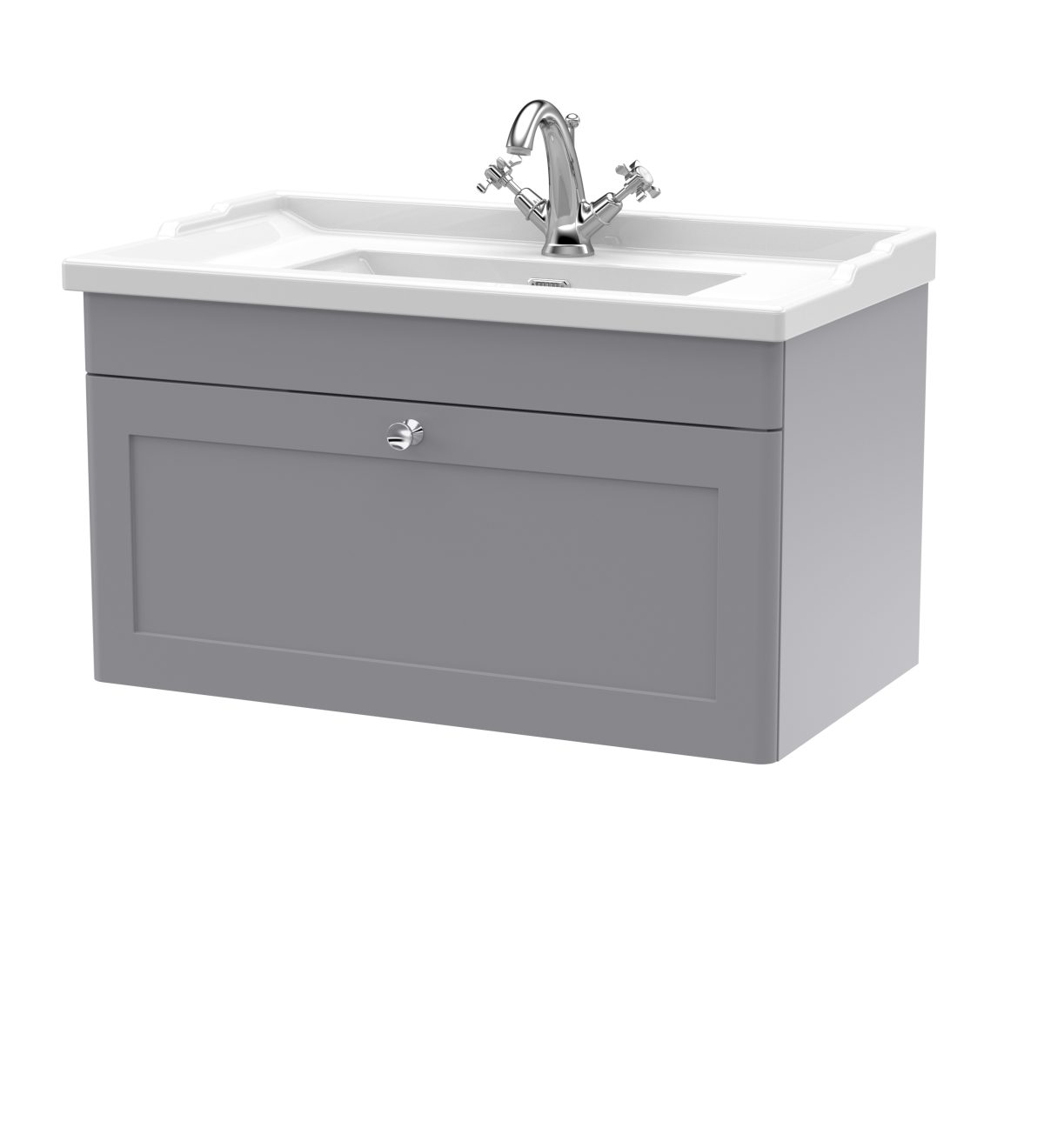800mm Wall Hung 1 Drawer Vanity & Basin 1TH - Image 1