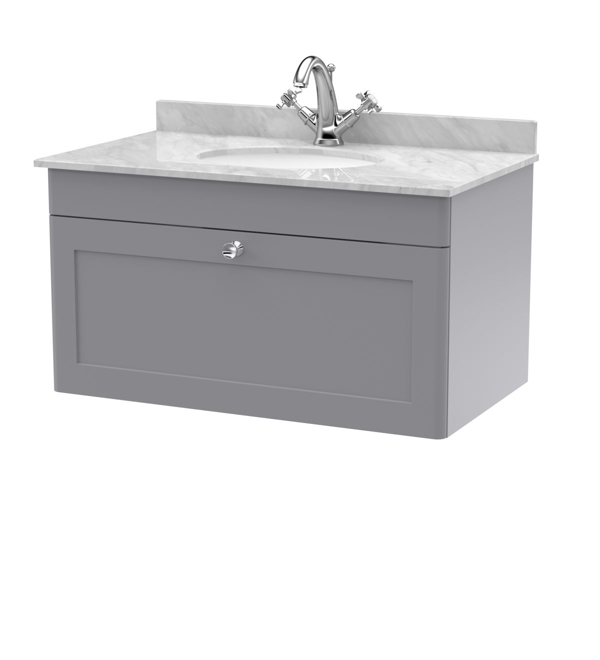 800mm Wall Hung 1 Drawer Vanity & Marble Top 1TH - Image 1