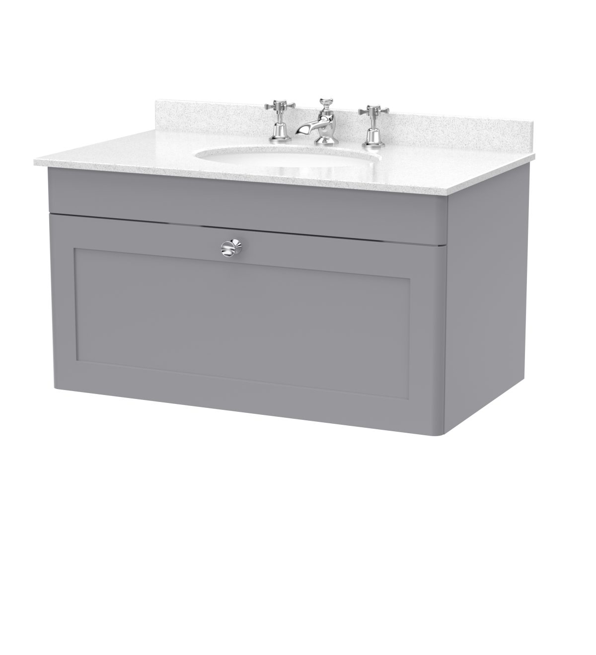 800mm Wall Hung 1 Drawer Vanity & Marble Top 3TH - Image 1
