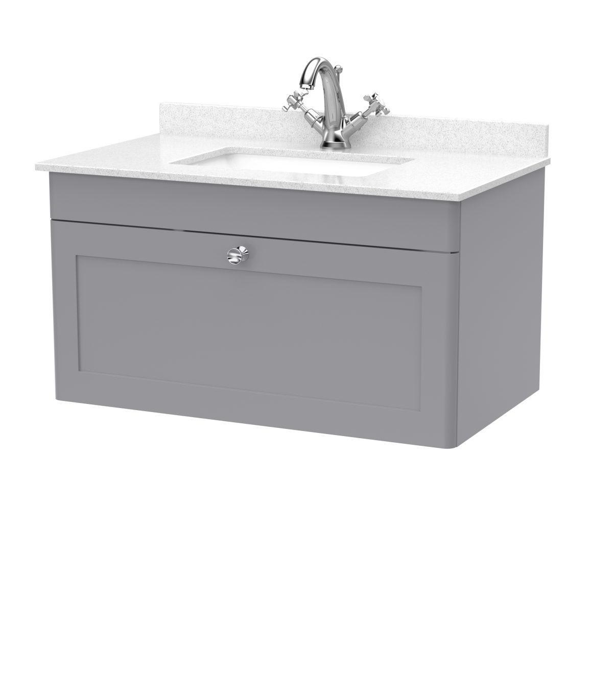 800mm Wall Hung 1 Drawer Vanity & Marble Top 1TH - Image 1