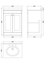 600mm Floor Standing 2 Door Vanity & Marble Top 3TH - Image 2