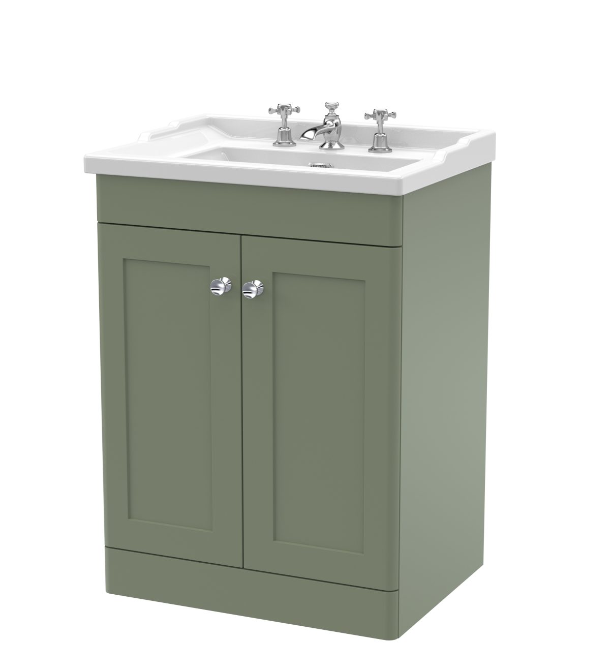 600mm Floor Standing 2 Door Vanity & Basin 3TH - Image 1