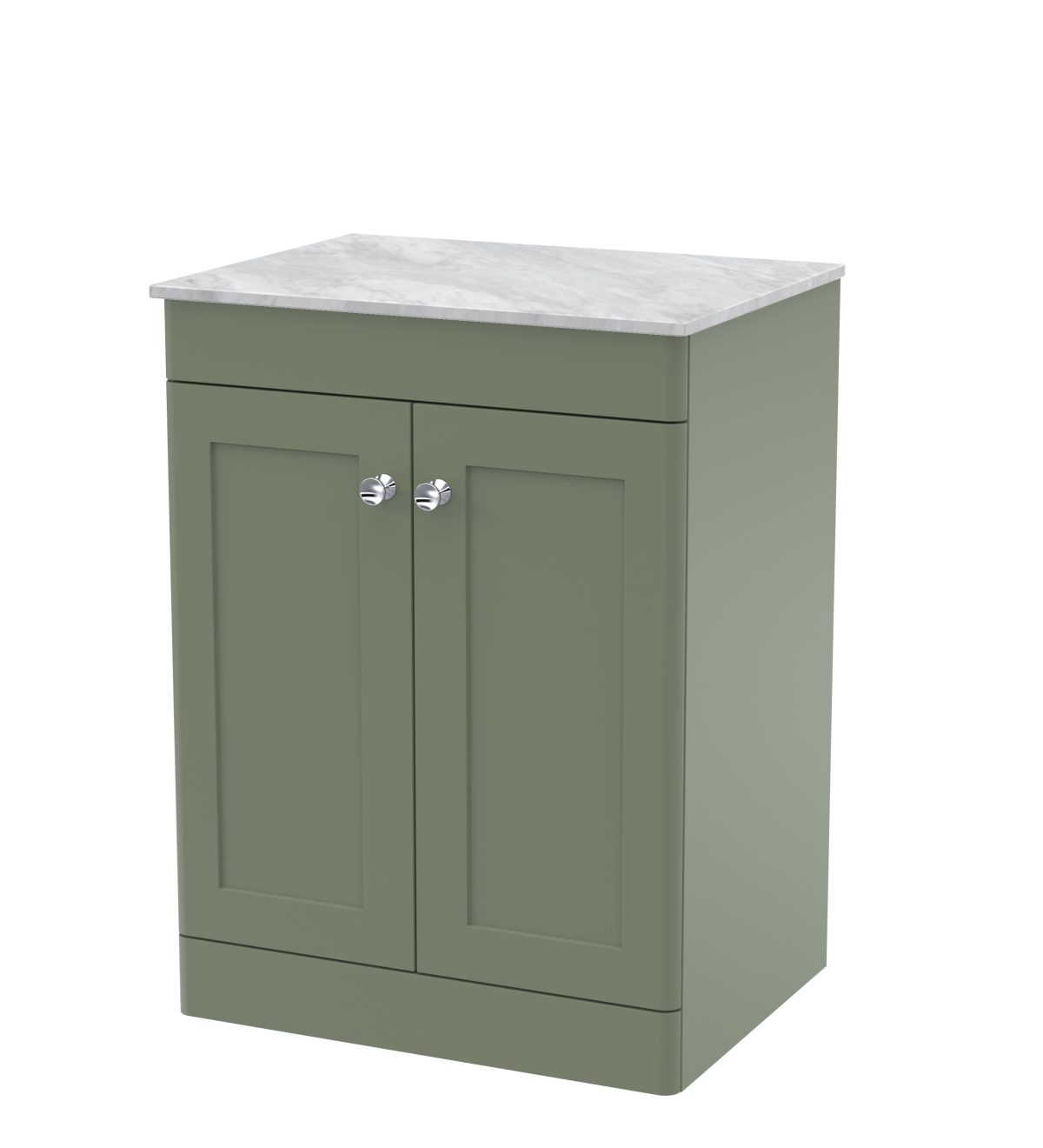 600mm Floor Standing 2-Door Vanity with Marble Top - Image 1