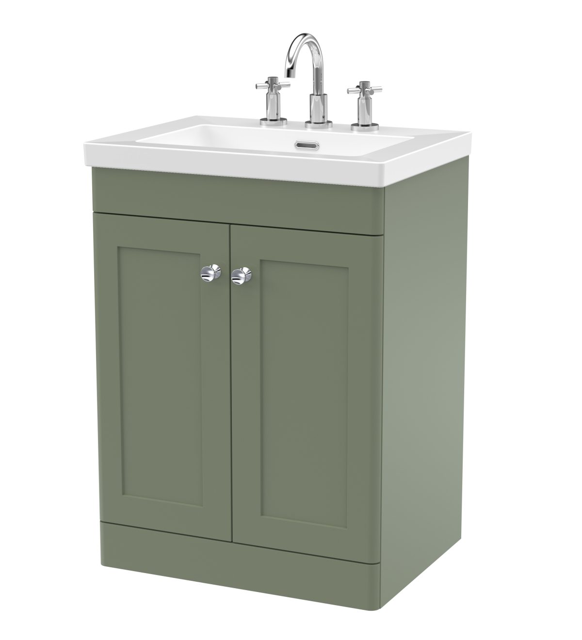 600mm Floor Standing 2-Door Vanity with Basin - 3 Tap Hole - Image 1