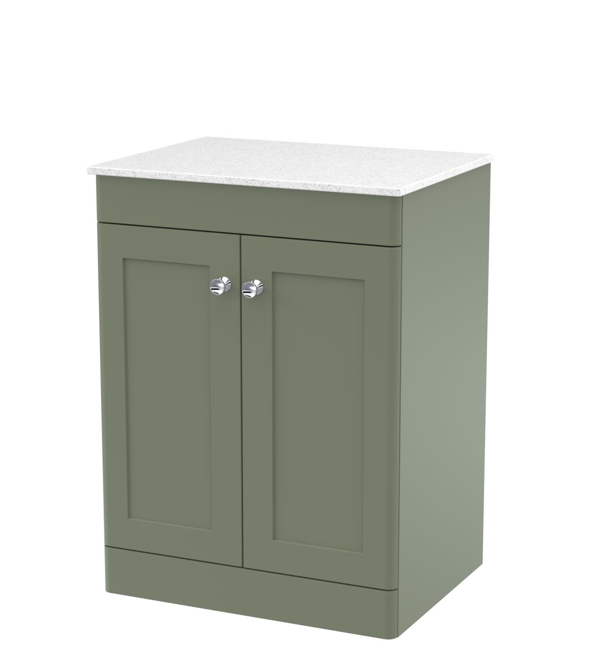600mm Floor Standing 2-Door Vanity with Marble Top - Image 1