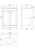 600mm Floor Standing 2 Door Vanity & Marble Top 1TH - Image 2