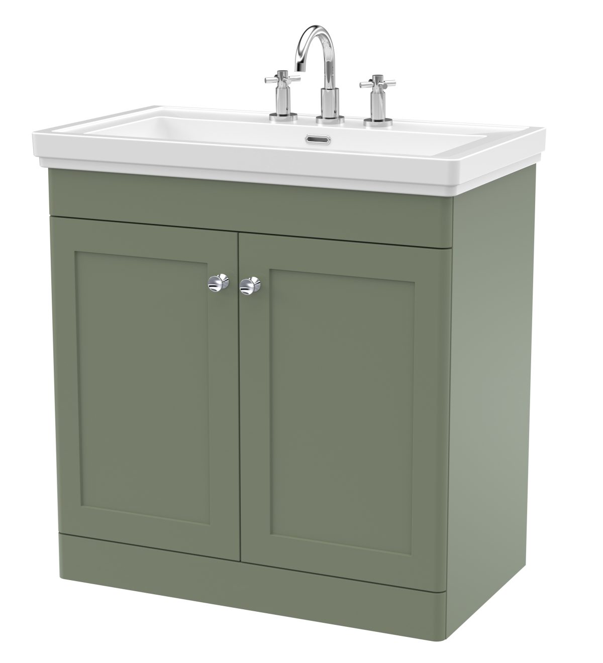 800mm Floor Standing 2-Door Vanity & Basin 3TH - Image 1