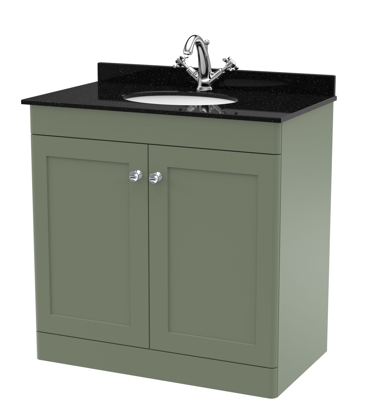 800mm Floor Standing 2 Door Vanity & Marble Top 1TH - Image 1