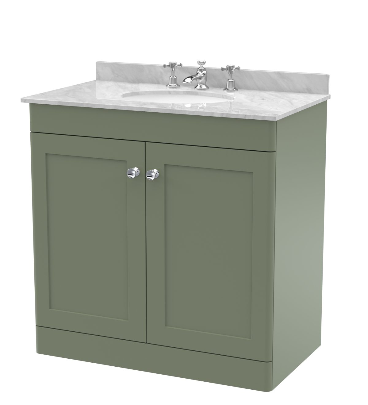 800mm Floor Standing 2 Door Vanity & Marble Top 3TH - Image 1