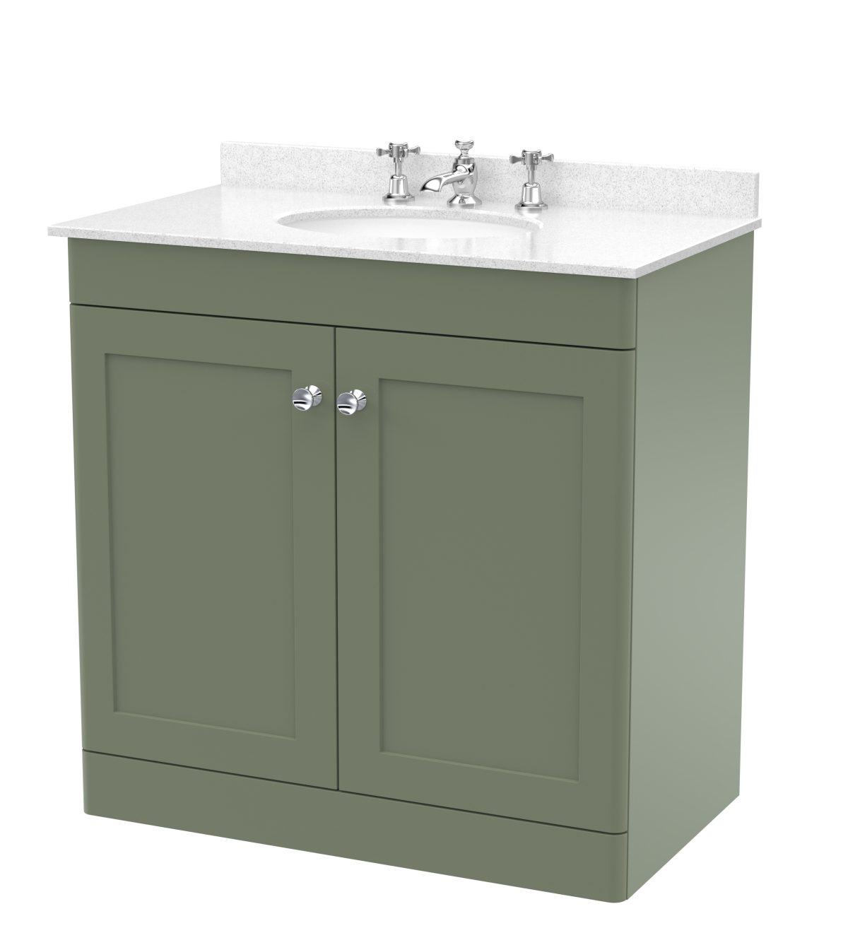 800mm Floor Standing 2 Door Vanity & Marble Top 3TH - Image 1