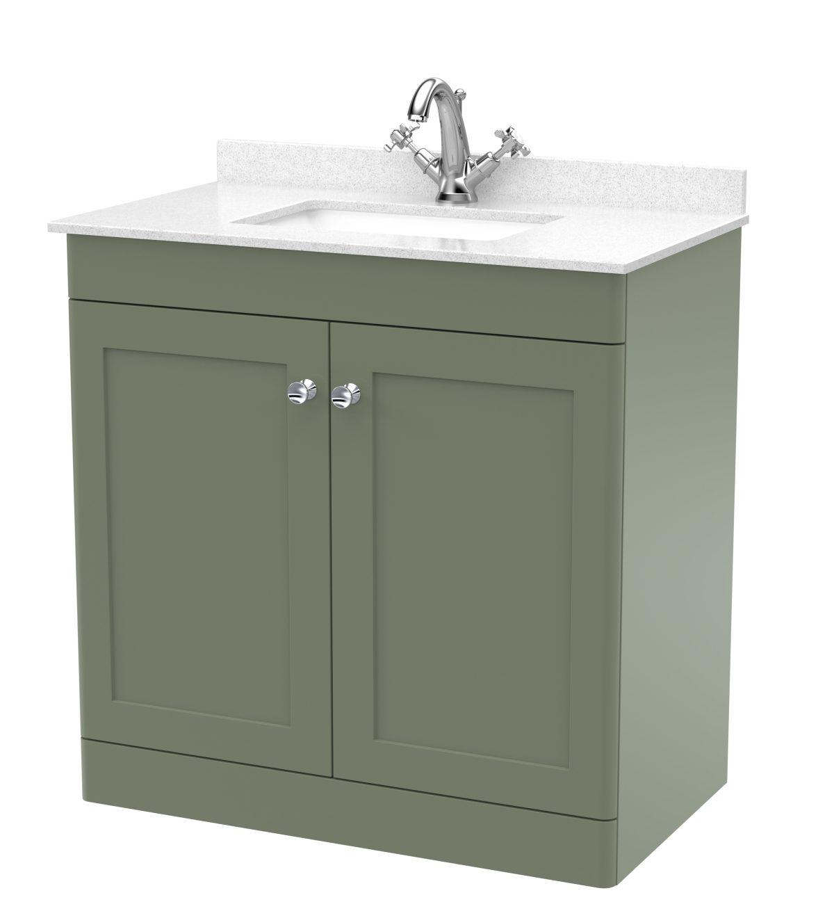 800mm Floor Standing 2 Door Vanity & Marble Top 1TH - Image 1