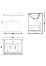 500mm Wall Hung 1-Drawer Vanity & Basin 1TH - Image 3