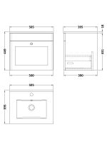 500mm Wall Hung 1 Drawer Vanity & Basin 2 - Image 3