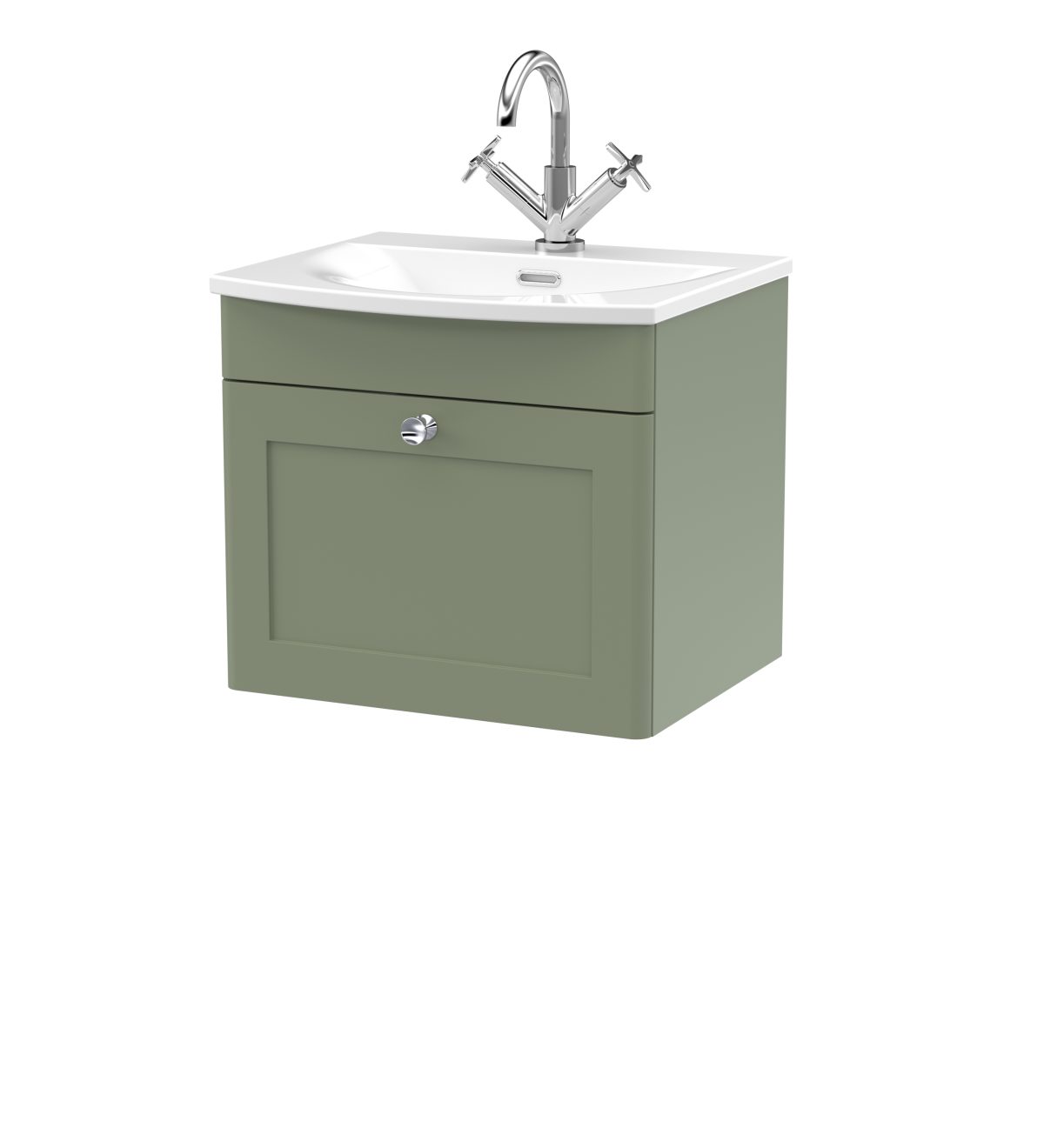 500mm Wall Hung 1-Drawer Unit & Curved Basin - Image 1