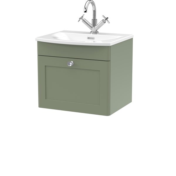 500mm Wall Hung 1-Drawer Unit & Curved Basin