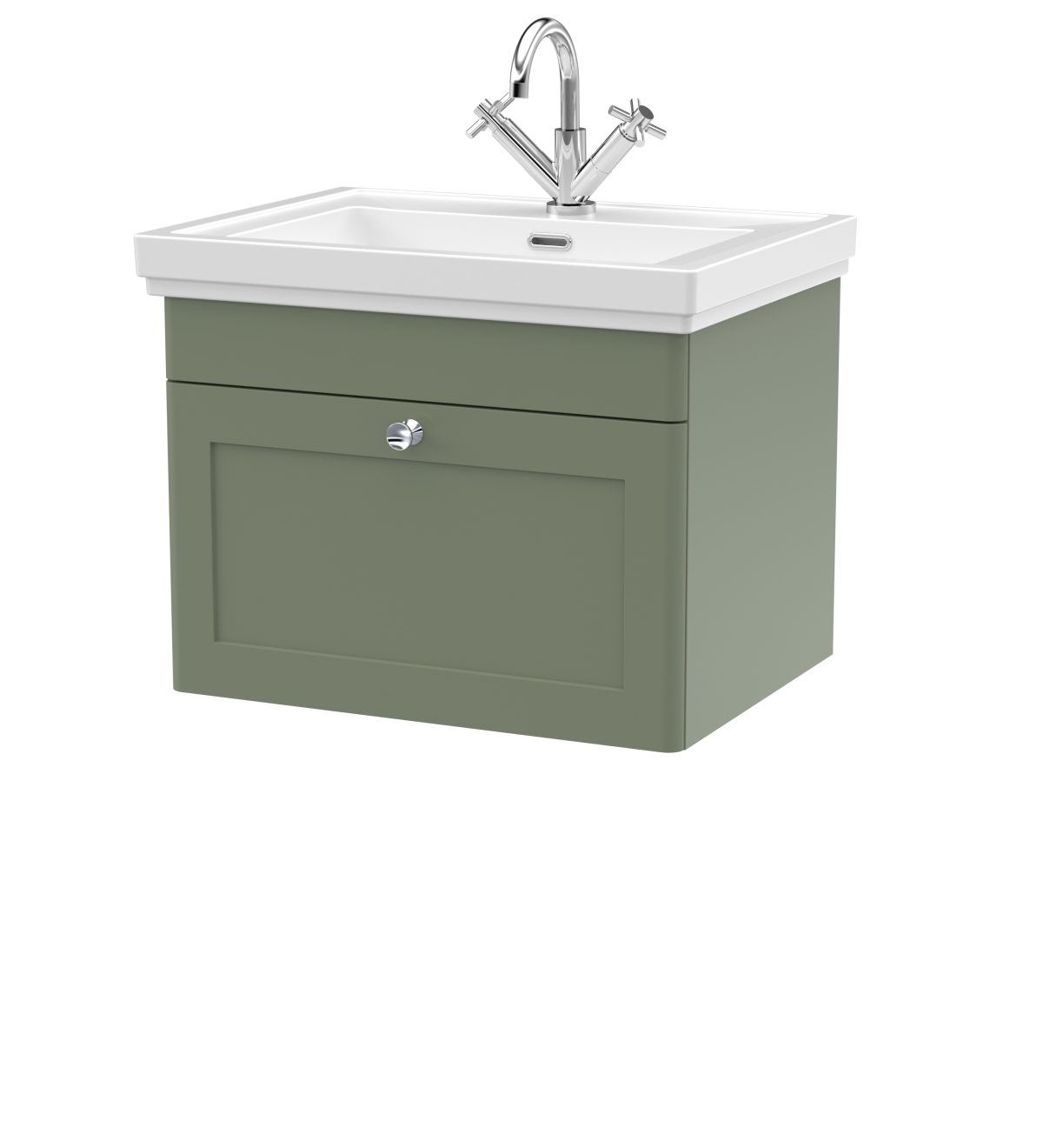 600mm Wall Hung 1-Drawer Vanity & Basin 1TH - Image 1