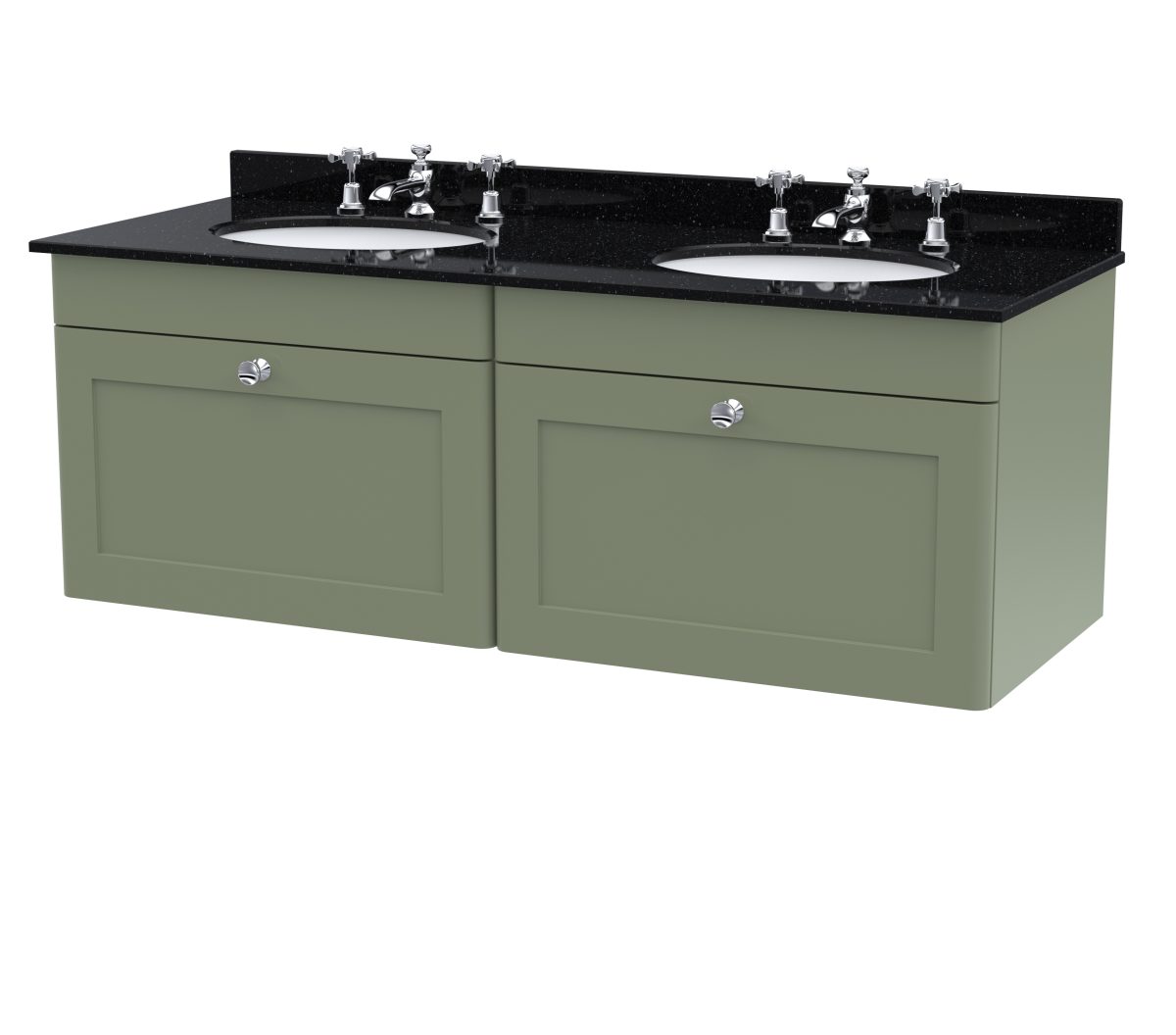 1200mm Wall Hung 2 Drawer Vanity & Marble Top - Image 1