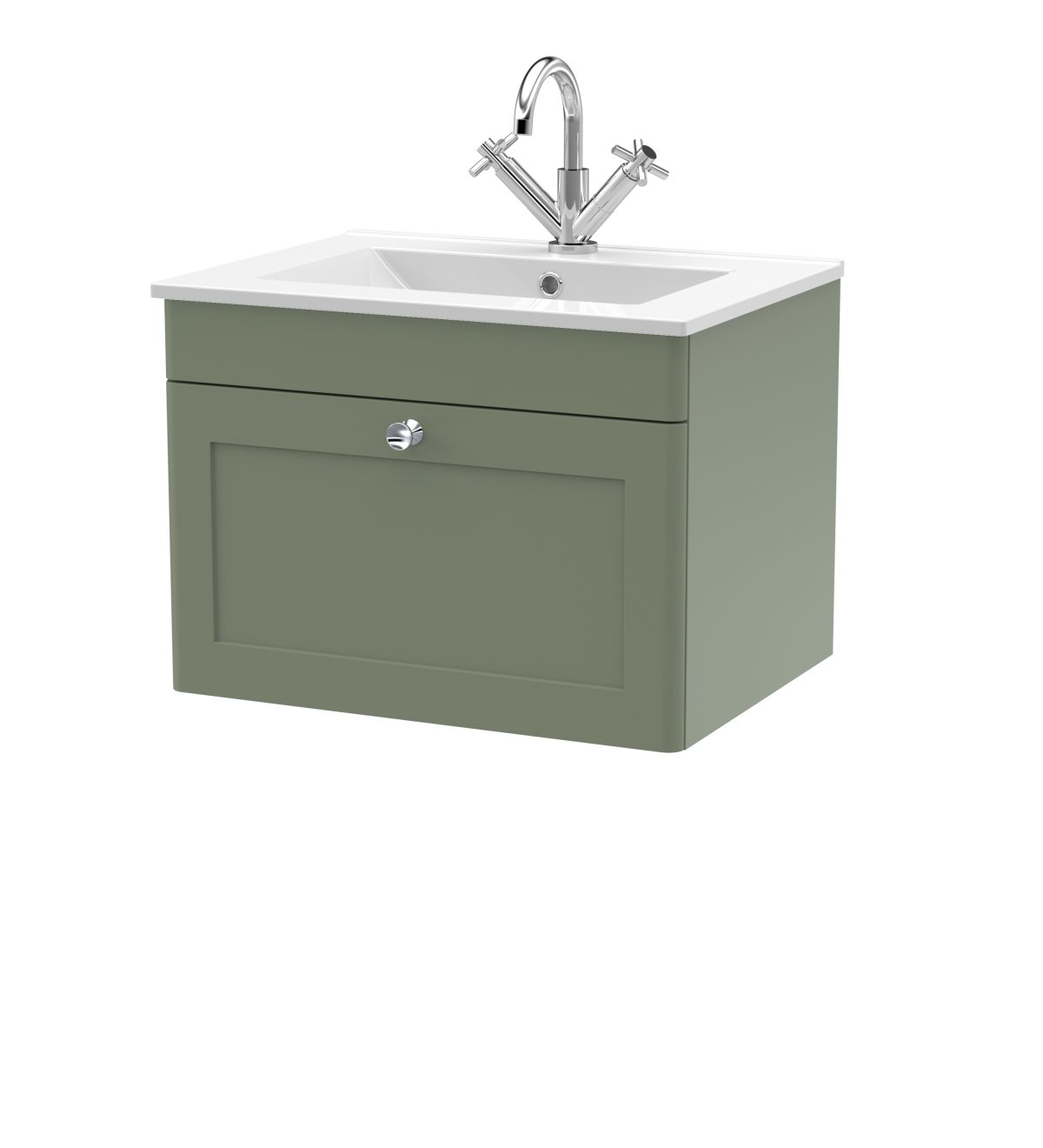 600mm Wall Hung 1-Drawer Vanity with Basin - 1 Tap Hole - Image 1