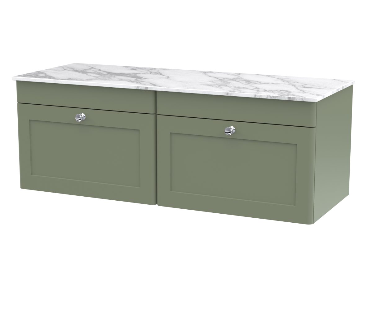1200mm Wall Hung 2-Drawer Vanity with Marble Top - Image 1