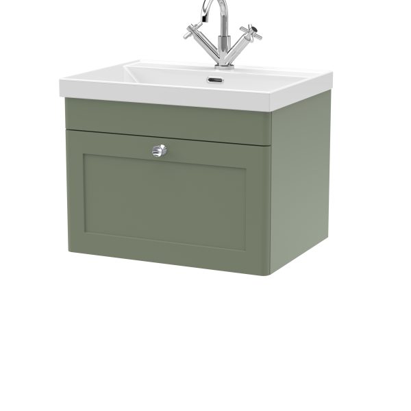 600mm Wall Hung 1-Drawer Vanity with Basin - 1 Tap Hole
