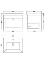 600mm Wall Hung 1-Drawer Vanity with Basin - 1 Tap Hole - Image 2