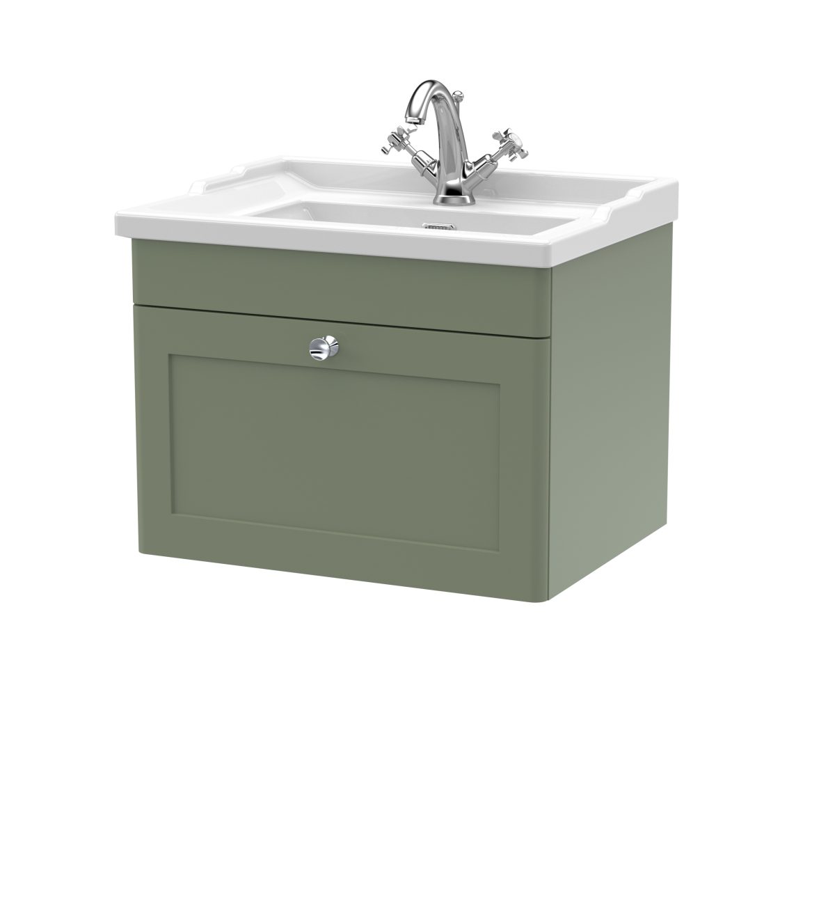 600mm Wall Hung 1 Drawer Vanity & Basin 1TH - Image 1