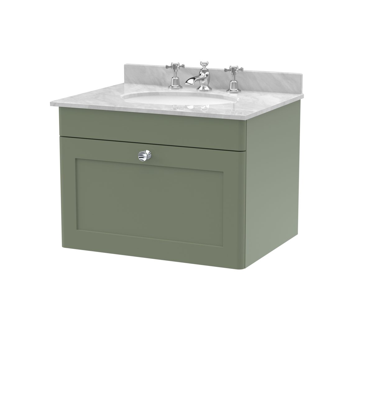 600mm Wall Hung 1 Drawer Vanity & Marble Top 3TH - Image 1