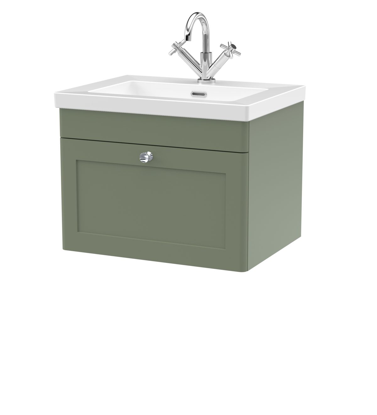 600mm Wall Hung 1-Drawer Vanity with Basin - 1 Tap Hole - Image 1