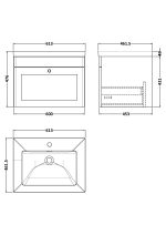 600mm Wall Hung 1-Drawer Vanity with Basin - 1 Tap Hole - Image 2