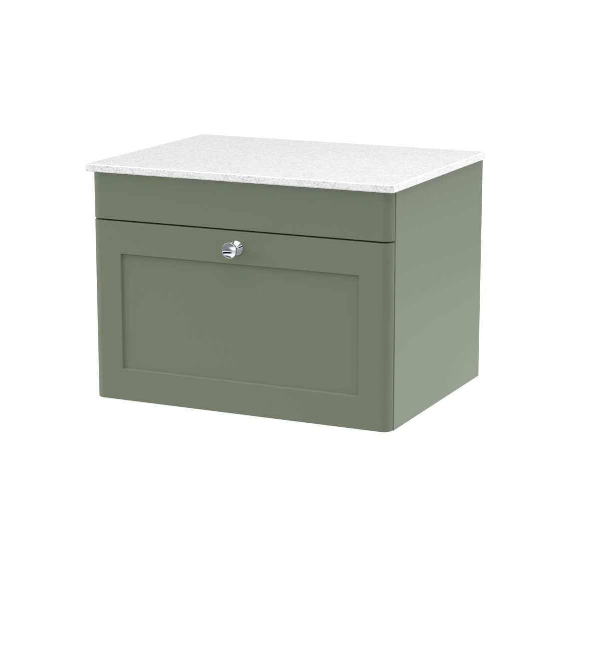 600mm Wall Hung 1-Drawer Vanity with Marble Top - Image 1