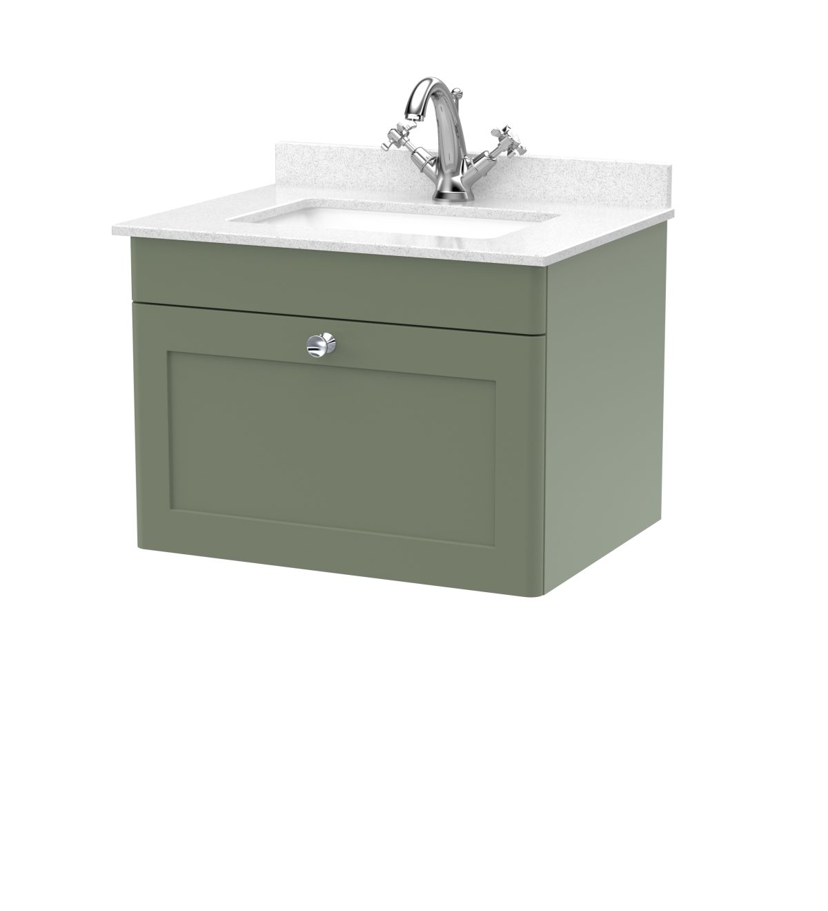 600mm Wall Hung 1 Drawer Vanity & Marble Top 1TH - Image 1