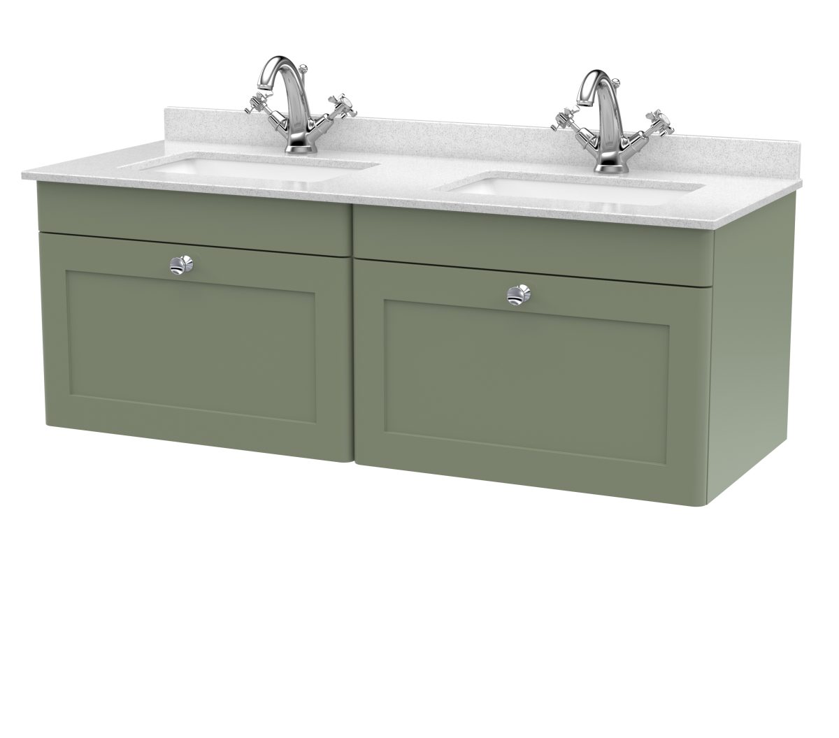 1200mm Wall Hung 2 Drawer Vanity & Marble Top - Image 1