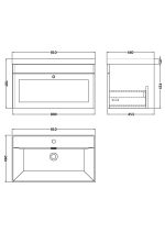 800mm Wall Hung 2-Door Vanity with Basin - 1 Tap Hole - Image 2