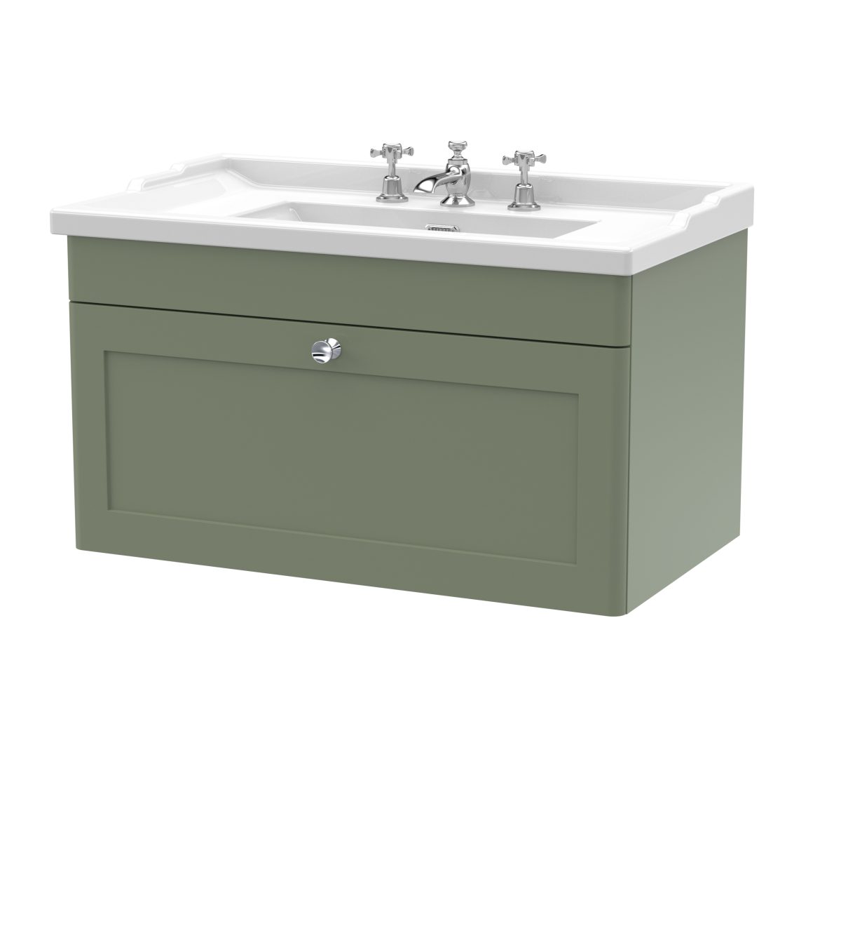 800mm Wall Hung 1 Drawer Vanity & Basin 3TH - Image 1