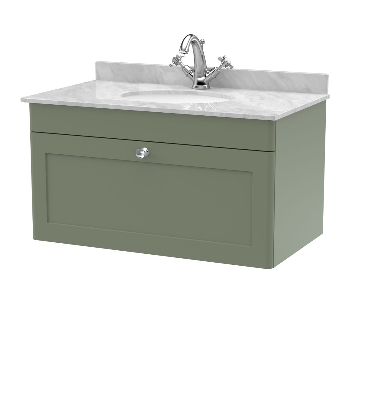 800mm Wall Hung 1 Drawer Vanity & Marble Top 1TH - Image 1