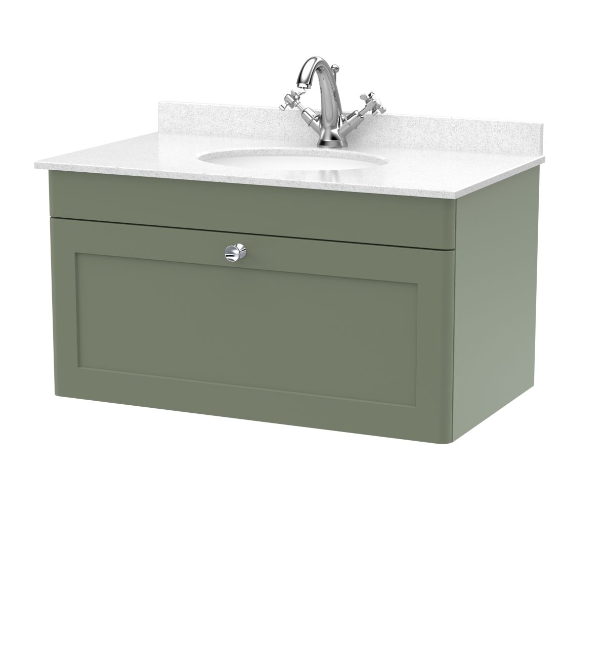 800mm Wall Hung 1 Drawer Vanity & Marble Top 1TH - Image 1