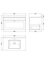800mm Wall Hung 1 Drawer Vanity & Marble Top 1TH - Image 2